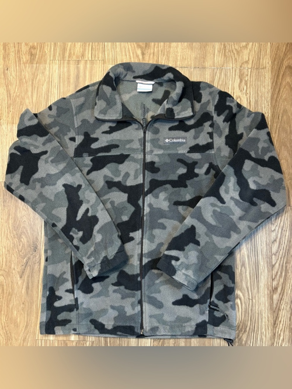 Columbia Gray & Black Camouflage Full-Zip Fleece Jacket